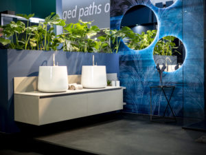 interior design Turella Nico Celidoni progetto allestimento fiera evento aziende arredo bagno RCR box doccia CSA AQUA elite