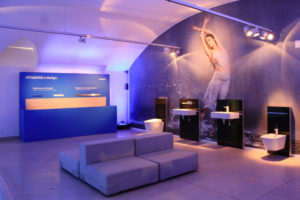 interior design Turella Nico Celidoni progetto allestimento Fuorisalone Milano Design Week Brera Minguzzi fiera evento arredo bagno AquaClean