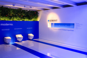interior design Turella Nico Celidoni progetto allestimento Fuorisalone Milano Design Week Brera Minguzzi fiera evento arredo bagno AquaClean